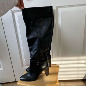 Zara Black Leather Knee-High Boots